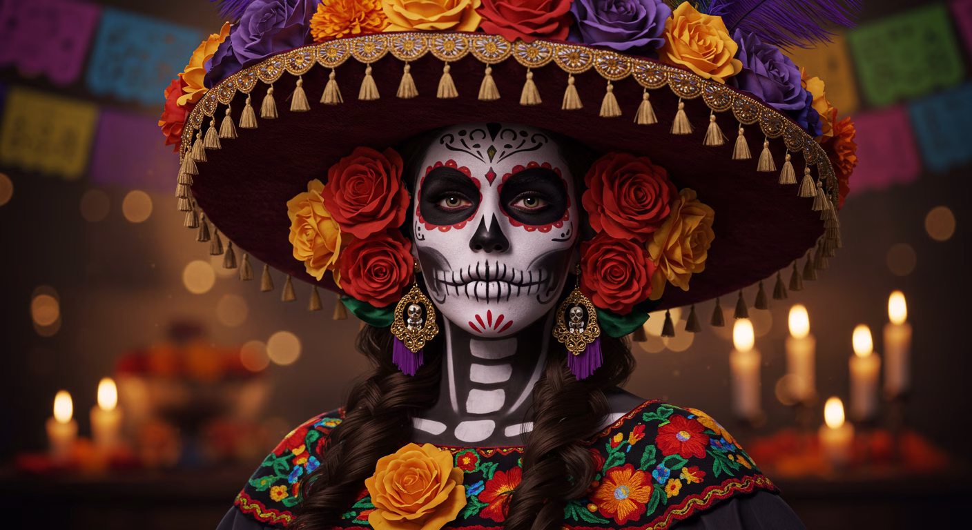 imagen creada con IA de una catrina mexicana